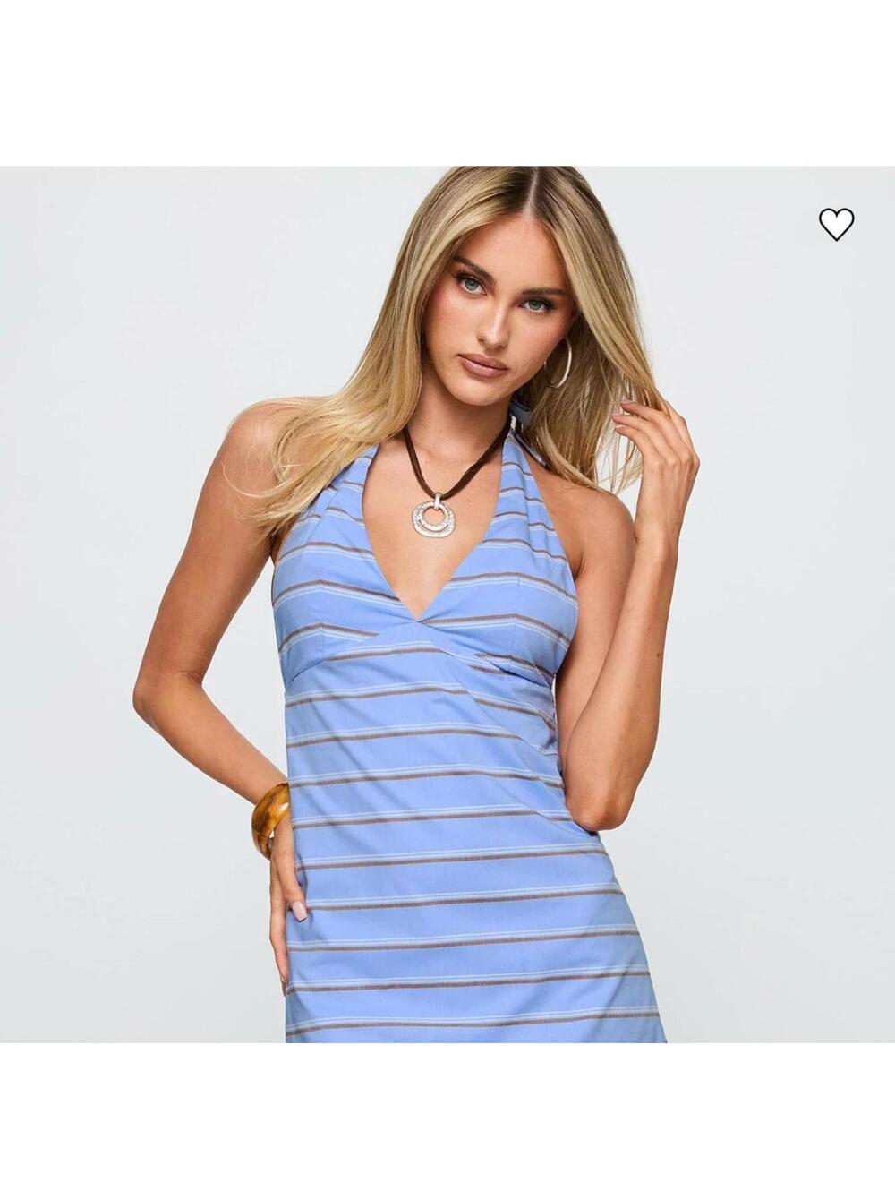Princess Polly Rhomie Halter Mini Dress Blue Stripe - Picture 6 of 6